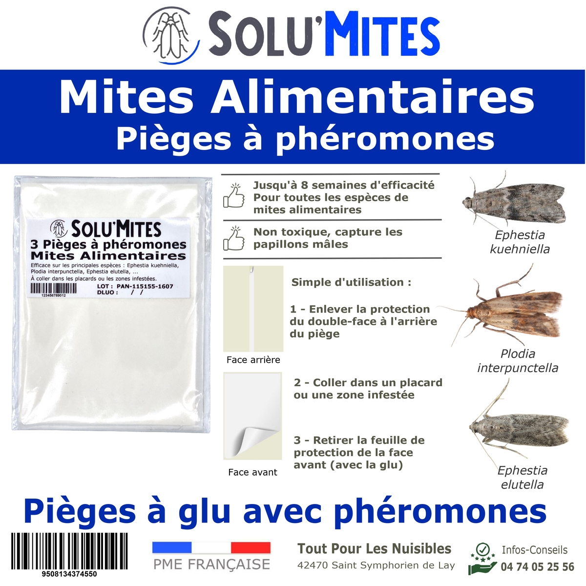 Piège à glu et phéromones pour les Mites Alimentaires, SOLU